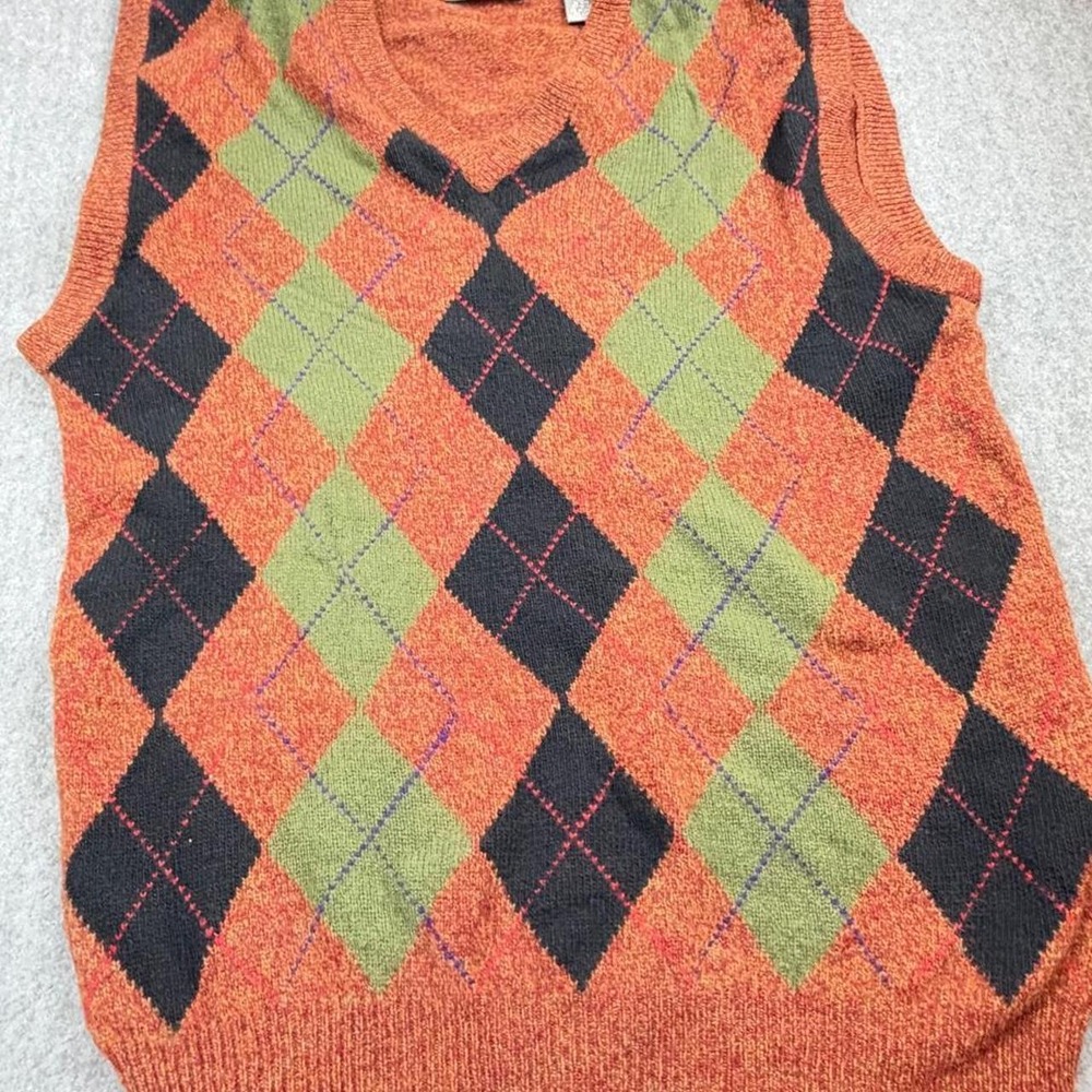 Lord & Taylor Kensington Collection Lambswool Argyle Sweater Vest XL